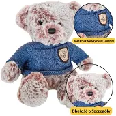 Lean Toys Peluche mascotte doudou ours en peluche gris bleu pull 21cm