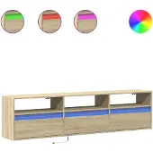 Syfax Meuble TV mural avec LED chêne sonoma 180x31x45 cm
