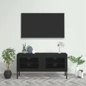 Prolenta Maison Exclusive - Meuble TV noir 105x35x50 cm en acier