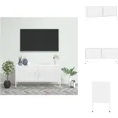 vidaXL Armoire TV Blanc 105x35x50 cm Acier - Meuble TV