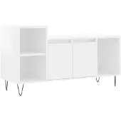 Syfax Meuble TV Blanc brillant 100x35x55 cm Bois d'ingénierie