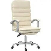Syfax Fauteuil de massage inclinable de bureau Crème Similicuir
