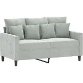 vidaXL Canapé 2 places gris clair 120 cm velours