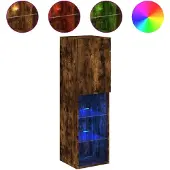Sonstiges Meuble TV avec lumières LED chêne fumé 30,5x30x102 cm