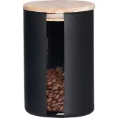 Ritzenhoff & Breker Pot à provisions "JYTTE SCHWARZ", 1,0 l en verre noir, couvercle en hêtre avec silicone - 3 pièces (816181)