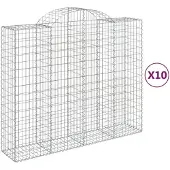 vidaXL Gabions avec arc surélevé 10pcs 200x50x160/180cm Fer galvanisé