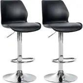 CLP Lot de 2 tabourets de bar Gilbert, couleur : gris, matériau de base : plastique