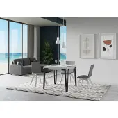 Itamoby - Table extensible 90/246x90 cm Rio frêne blanc pieds anthracite
