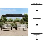 vidaXL Double parasol noir 449x245 cm - Parasols & ombrelles