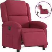 Syfax Fauteuil inclinable électrique rouge bordeaux velours