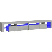 Syfax Meuble TV avec lumières LED Gris béton 260x36,5x40 cm