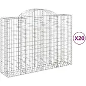 vidaXL Gabions avec arc surélevé 20pcs 200x50x140/160cm Fer galvanisé