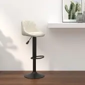 Prolenta Maison Exclusive - Tabouret de bar en velours crème