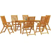 Syfax Ensemble de salle à manger pour jardin Pliable 7 pcs Marron
