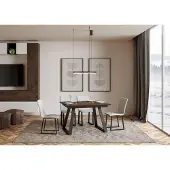 Itamoby - Table extensible 120/180x90 cm Bernadette noyer cadre et pieds anthracite