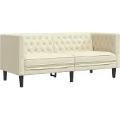 Syfax Canapé Chesterfield 2 places crème similicuir