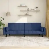 Prolenta Canapé-lit 2 places avec 2 coussins, tissu bleu