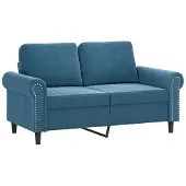 Syfax Canapé à 2 places Bleu 120 cm Velours