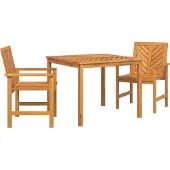 Syfax Ensemble de salle à manger pour jardin 3 pc Marron