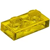 LEGO 50x 1x2 plaques 3023 - Plaque Trans - Jaune - Trans-Jaune