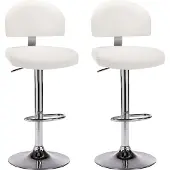 Syfax Tabourets de bar lot de 2 blanc similicuir
