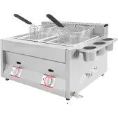 OEM Friteuse à gaz, double cuve, construction en acier inoxydable, gris clair