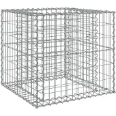 vidaXL Corbeille à gabion argentée 70x70x65 cm Fer galvanisé
