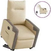 Syfax Fauteuil inclinable électrique crème tissu