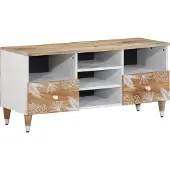 Syfax Meuble TV 100x33,5x46 cm bois massif de manguier