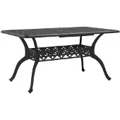 Syfax Table de jardin noir 150x90x72 cm aluminium coulé