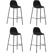 Syfax Chaises de bar lot de 4 noir tissu