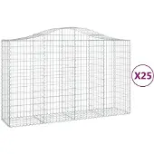 vidaXL Gabions avec arc surélevé 25pcs. 200x50x120/140cm Fer galvanisé