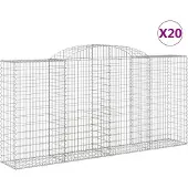 vidaXL Gabions avec arc surélevé 20 pcs 300x50x140/160cm Fer galvanisé