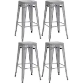 CLP Chaise de bar en métal Fletcher (lot de 4) - Noir