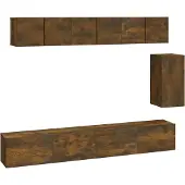 Syfax Ensemble de meubles TV 6 pcs Chêne fumé Bois d'ingénierie