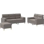 vidaXL Ensemble de canapés 3 pièces avec coussins Tissu Taupe