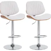CLP 2 chaises de bar Clawson - tissu, structure chromée - noyer/crème