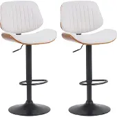 CLP 2 chaises de bar Clawson - tissu, structure noire - noyer/crème