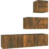 Syfax Ensemble de meubles TV 4 pcs Chêne fumé Bois d'ingénierie