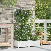Prolenta Maison Exclusive - Lot de 2 pots de jardin, blanc, 80 x 40 x 126 cm, en polypropylène (PP)