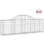 vidaXL Gabions avec arc surélevé 12 pcs. 200x30x60/80 cm Fer galvanisé