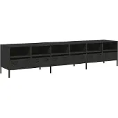 Syfax Meuble TV noir 202x39x43,5 cm acier laminé à froid
