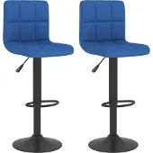 Syfax Tabourets de bar lot de 2 bleu tissu