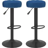 Syfax Tabourets de bar lot de 2 bleu velours