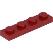 LEGO 1x4 plaque 3710 - 250 pièces rouge foncé