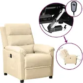 Prolenta Maison Exclusive - Fauteuil relax électrique en tissu crème