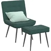 Syfax Chaise de relaxation avec tabouret Vert foncé Velours