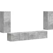 Syfax Ensemble meuble TV 4 pcs Gris béton Bois d'ingénierie