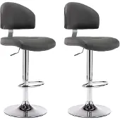 Syfax Tabourets de bar lot de 2 gris similicuir