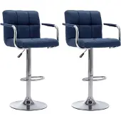 Syfax Chaises de bar lot de 2 bleu tissu